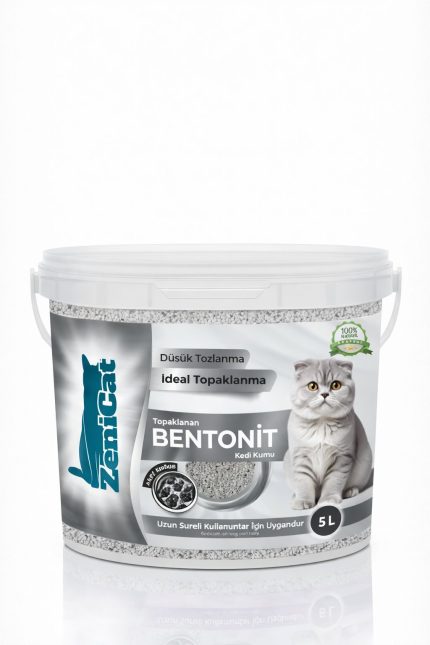 ZeniCat Aktif Karbonlu Bentonit Kedi Kumu 5 Lt – İnce Taneli, Güçlü Topaklanan, Koku Kontrolü
