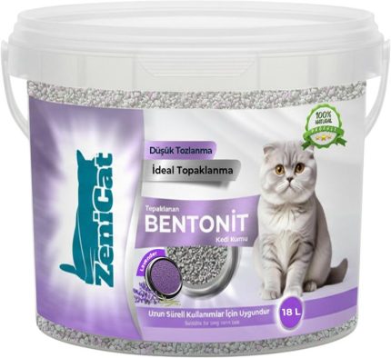 ZeniCat Lavantalı Gri Aktif Karbonlu Bentonit Kedi Kumu 18 Lt – İnce Taneli, Güçlü Topaklanan, Koku Kontrolü