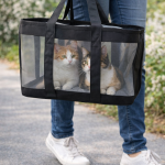 Premium Siyah Fileli Kedi Taşıma Çantası