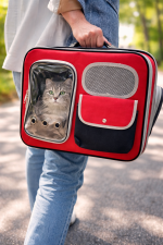 Premium Kırmızı Kedi Taşıma Çantası