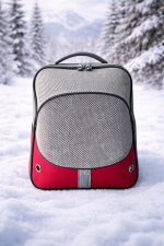 Premium Kırmızı-Gri Kedi Taşıma Çantası - Görsel 2