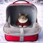 Premium Kırmızı-Gri Kedi Taşıma Çantası