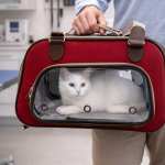 Premium Pencereli Kırmızı Kedi Taşıma Çantası