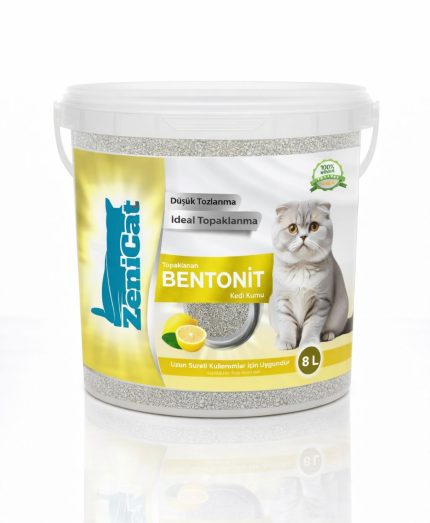 Limonlu Bentonit Kedi Kumu 8 Lt – İnce Taneli, Güçlü Topaklanan, Koku Kontrolü, Doğal Kum