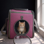 Premium Fileli Nefes Alabilir Pembe Kedi Taşıma Çantası