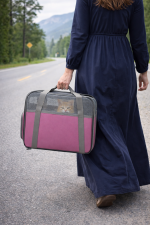 Premium Fileli Nefes Alabilir Pembe Kedi Taşıma Çantası - Görsel 3