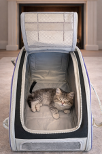 Premium Siyah-Gri Kedi Taşıma Çantası - Görsel 2