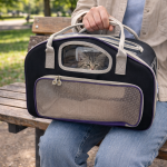 Premium Siyah-Gri Kedi Taşıma Çantası