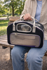 Premium Siyah-Gri Kedi Taşıma Çantası