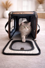 Premium Siyah-Kahverengi Kedi Taşıma Çantası - Görsel 3