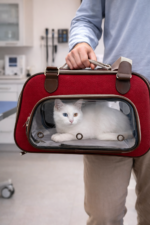 Şeffaf Pencereli Nefes Alabilir Kedi Taşıma Çantası – Kırmızı
