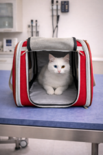Şeffaf Pencereli Nefes Alabilir Kedi Taşıma Çantası – Kırmızı - Görsel 2