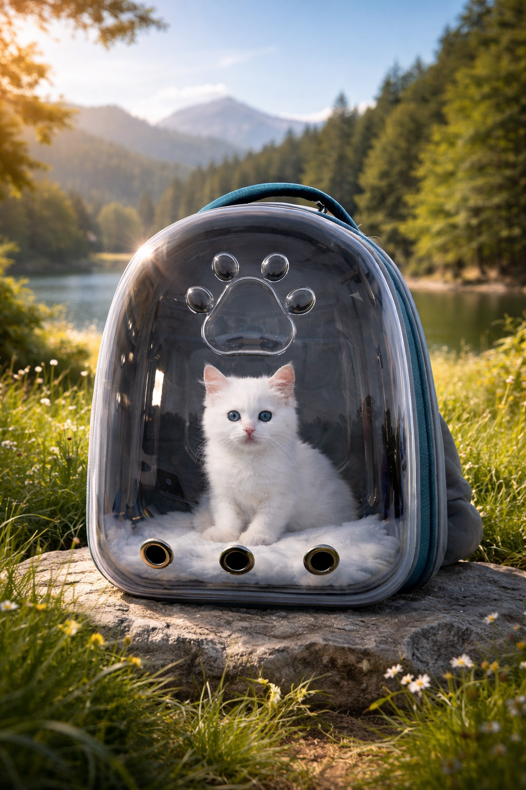 Mavi Astronot 1 Premium Astronot Tasarım Kedi Taşıma Çantası - Görsel 1