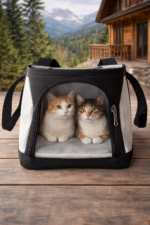 Premium Siyah Fileli Kedi Taşıma Çantası - Görsel 3